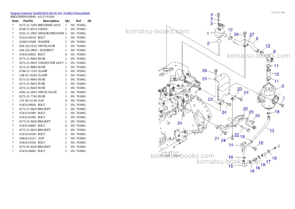 Komatsu SAA4D95LE-6H-02 S/N 705962-UP Parts catalog cover Page 3 Komatsu SAA4D95LE-6H-02 S/N 705962-UP Parts catalog cover Page 3