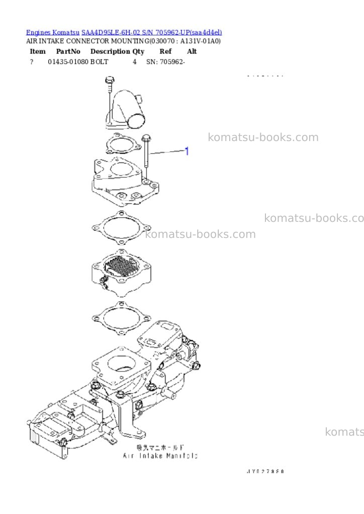 Komatsu SAA4D95LE-6H-02 S/N 705962-UP Parts catalog cover Page 6 Komatsu SAA4D95LE-6H-02 S/N 705962-UP Parts catalog cover Page 6