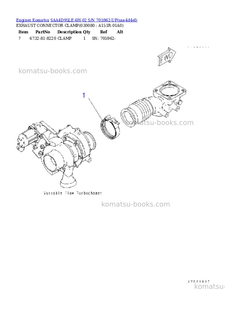Komatsu SAA4D95LE-6H-02 S/N 705962-UP Parts catalog cover Page 7 Komatsu SAA4D95LE-6H-02 S/N 705962-UP Parts catalog cover Page 7