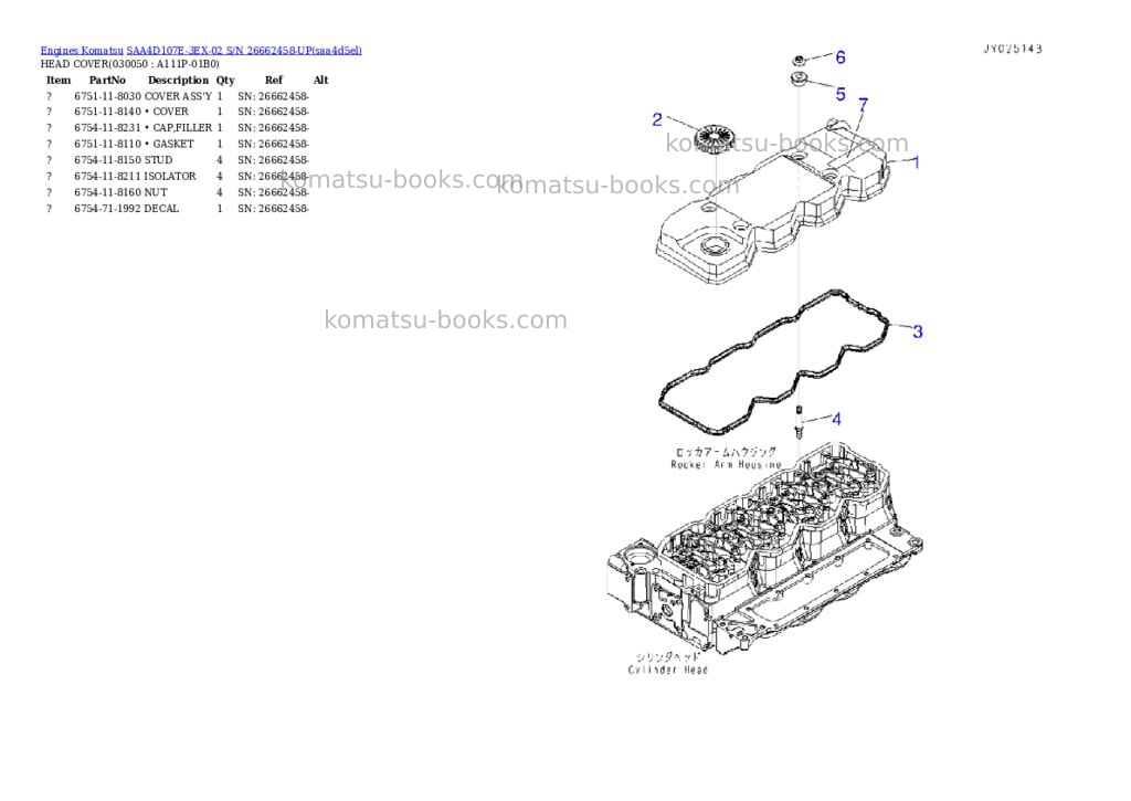 Komatsu SAA4D107E-3EX-02 S/N 26662458-UP Parts catalog cover Page 4