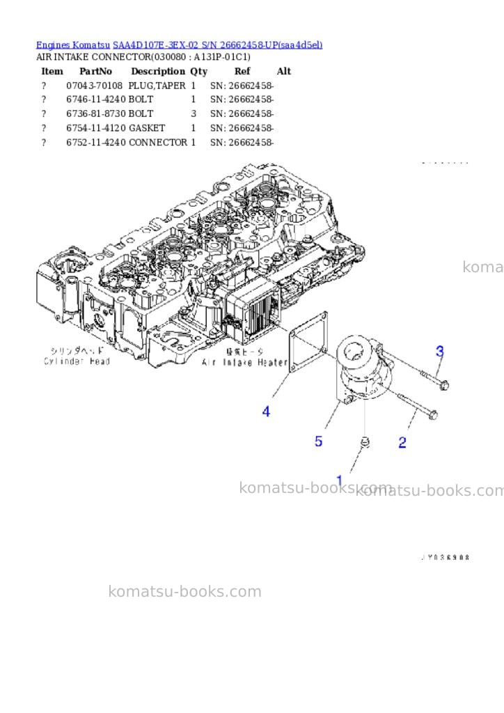 Komatsu SAA4D107E-3EX-02 S/N 26662458-UP Parts catalog cover Page 7