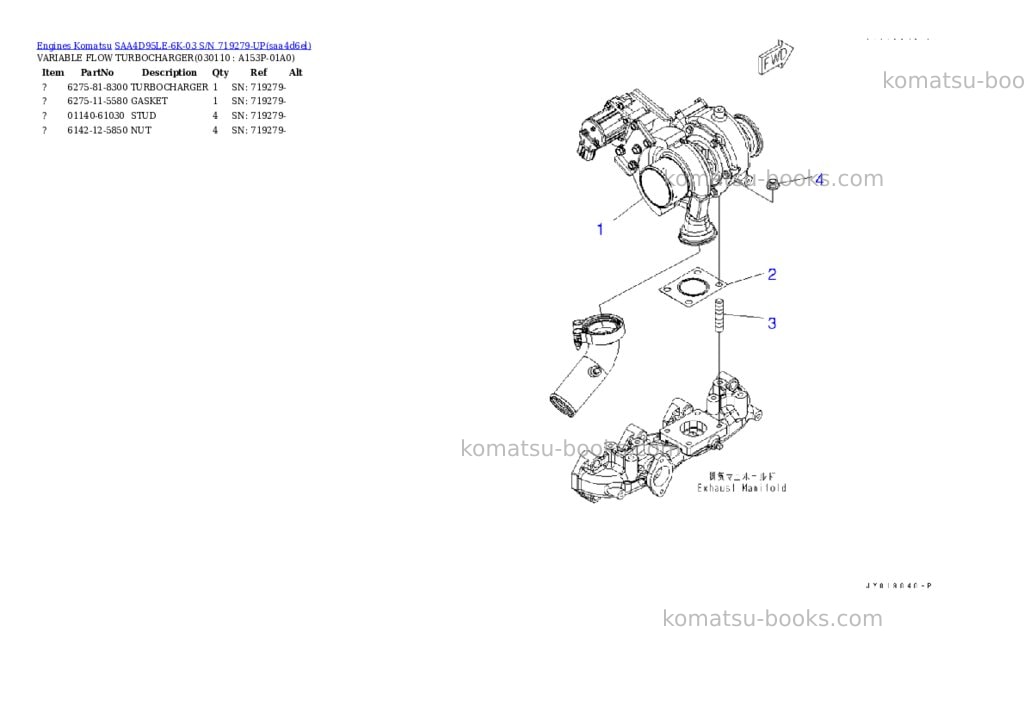 Komatsu SAA4D95LE-6K-03 S/N 719279-UP Parts catalog cover Page 10 Komatsu SAA4D95LE-6K-03 S/N 719279-UP Parts catalog cover Page 10