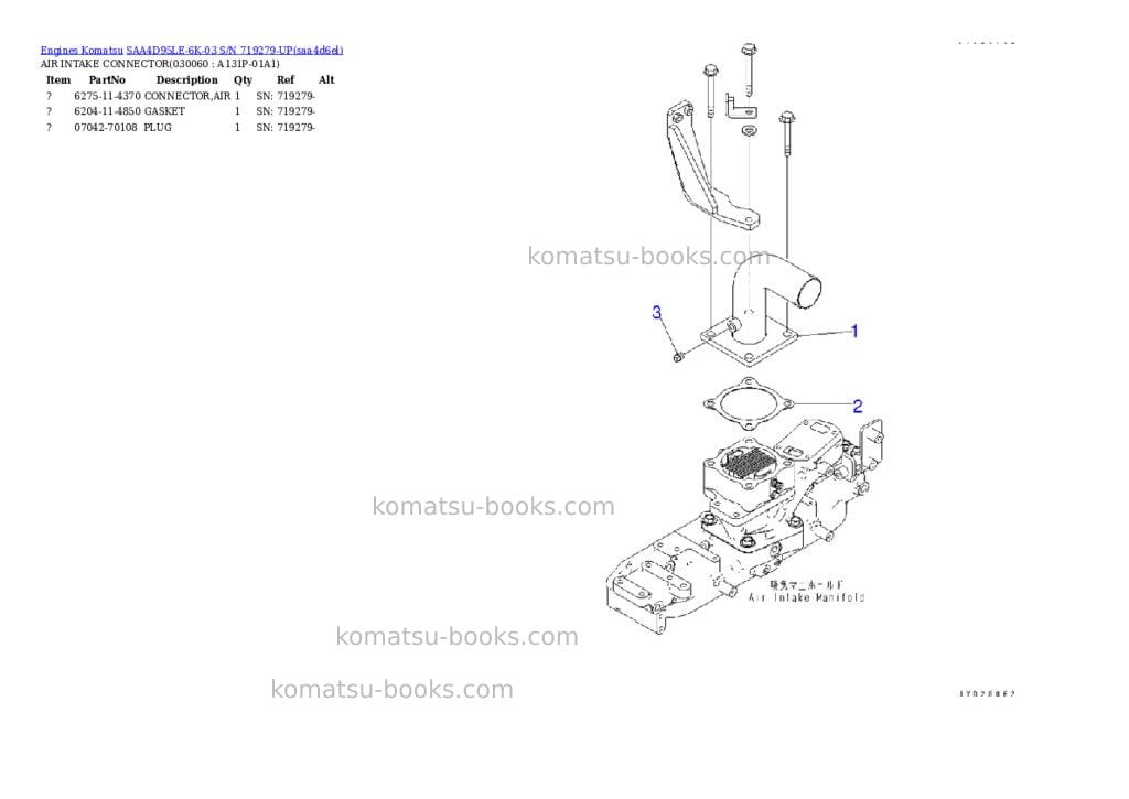 Komatsu SAA4D95LE-6K-03 S/N 719279-UP Parts catalog cover Page 5 Komatsu SAA4D95LE-6K-03 S/N 719279-UP Parts catalog cover Page 5