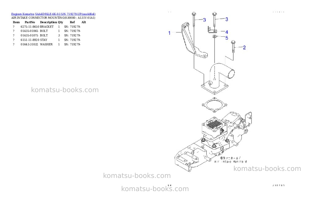 Komatsu SAA4D95LE-6K-03 S/N 719279-UP Parts catalog cover Page 7 Komatsu SAA4D95LE-6K-03 S/N 719279-UP Parts catalog cover Page 7