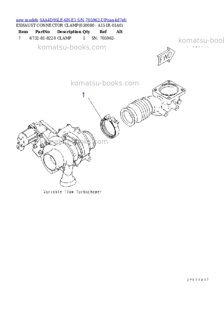 Komatsu SAA4D95LE-6H-E1 S/N 705962-UP Parts catalog cover Page 8