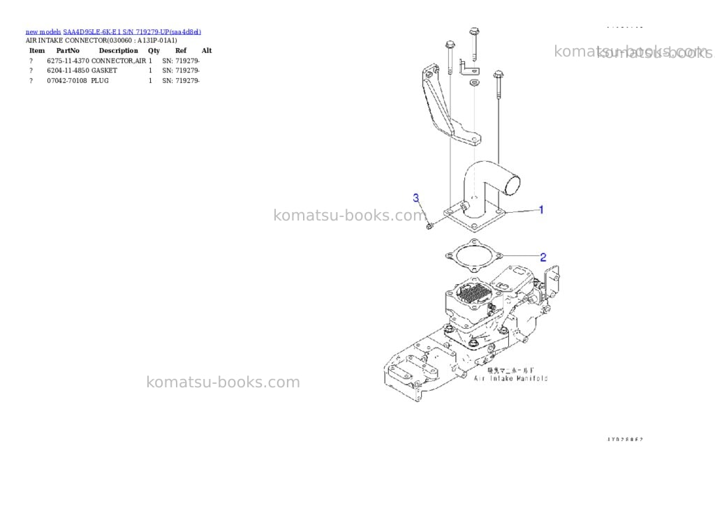 Komatsu SAA4D95LE-6K-E1 S/N 719279-UP Parts catalog cover Page 6 Komatsu SAA4D95LE-6K-E1 S/N 719279-UP Parts catalog cover Page 6