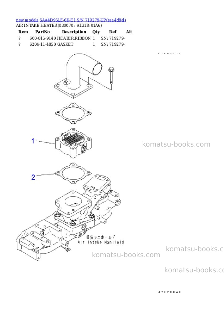 Komatsu SAA4D95LE-6K-E1 S/N 719279-UP Parts catalog cover Page 7 Komatsu SAA4D95LE-6K-E1 S/N 719279-UP Parts catalog cover Page 7