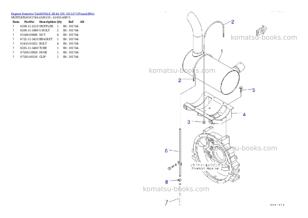 Komatsu saa4d95le-3b-4a s/n 101537-up Parts catalog cover Page 10