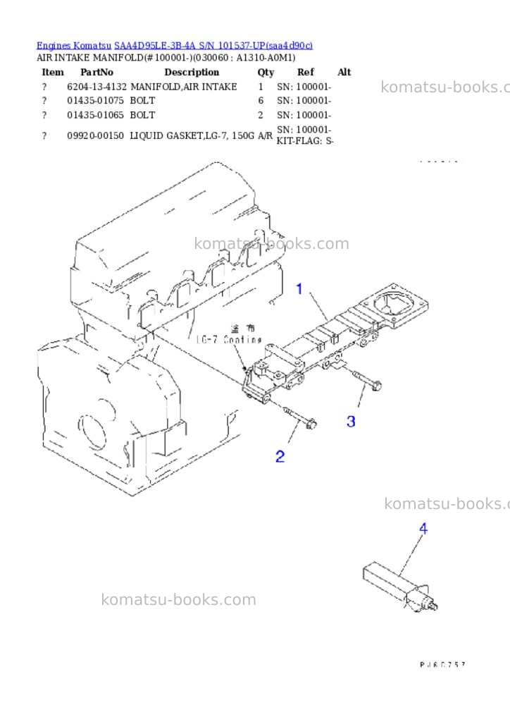 Komatsu saa4d95le-3b-4a s/n 101537-up Parts catalog cover Page 5