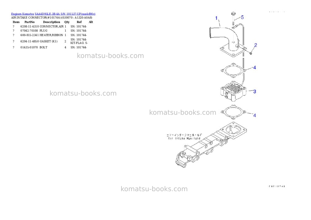 Komatsu saa4d95le-3b-4a s/n 101537-up Parts catalog cover Page 6