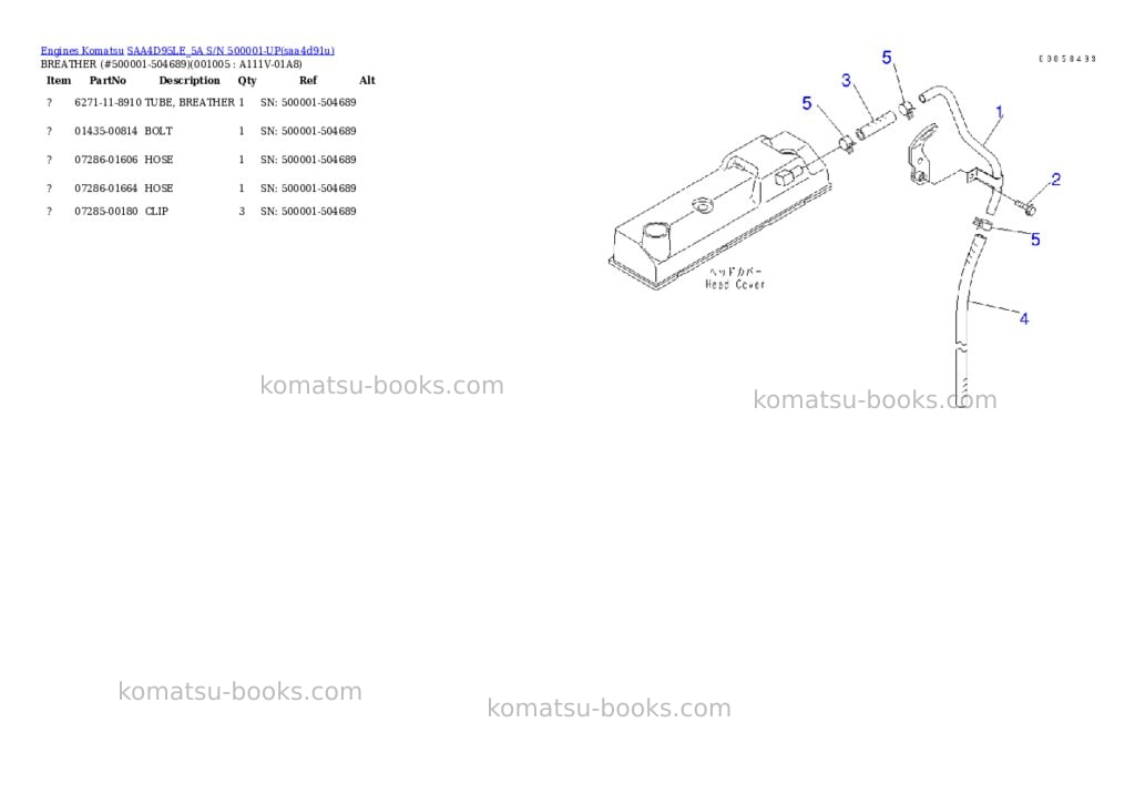 Komatsu saa4d95le_5a s/n 500001-up Parts catalog cover Page 4