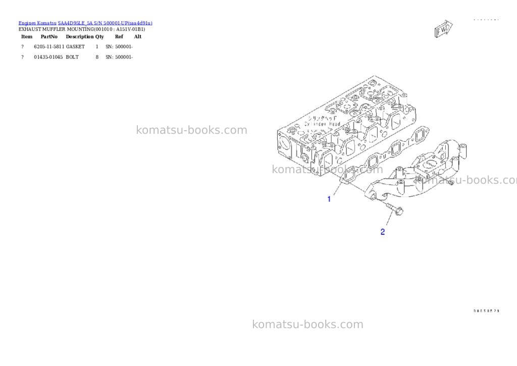 Komatsu saa4d95le_5a s/n 500001-up Parts catalog cover Page 9