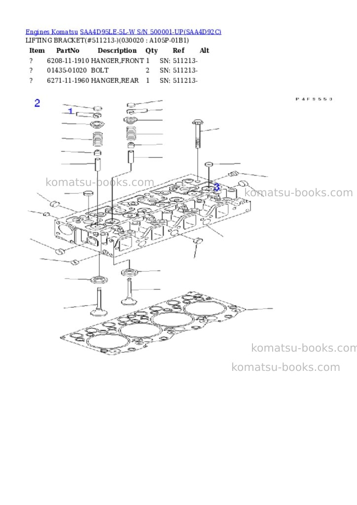 Komatsu saa4d95le-5l-w s/n 500001-up Parts catalog cover Komatsu saa4d95le-5l-w s/n 500001-up Parts catalog cover