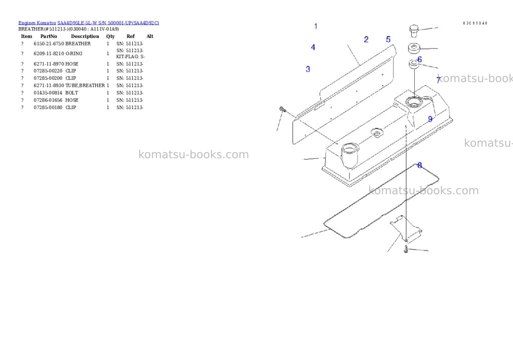 Komatsu saa4d95le-5l-w s/n 500001-up Parts catalog cover Page 3 Komatsu saa4d95le-5l-w s/n 500001-up Parts catalog cover Page 3