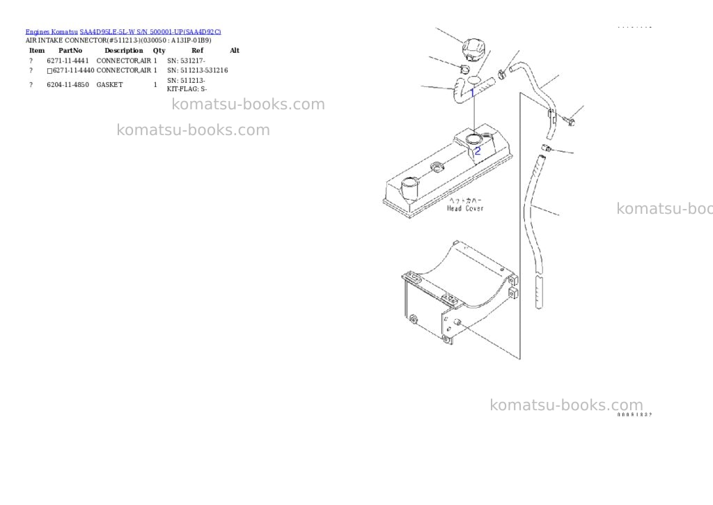 Komatsu saa4d95le-5l-w s/n 500001-up Parts catalog cover Page 4 Komatsu saa4d95le-5l-w s/n 500001-up Parts catalog cover Page 4