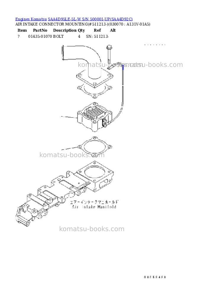 Komatsu saa4d95le-5l-w s/n 500001-up Parts catalog cover Page 6 Komatsu saa4d95le-5l-w s/n 500001-up Parts catalog cover Page 6