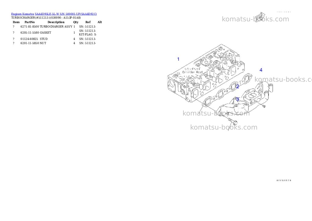 Komatsu saa4d95le-5l-w s/n 500001-up Parts catalog cover Page 8 Komatsu saa4d95le-5l-w s/n 500001-up Parts catalog cover Page 8