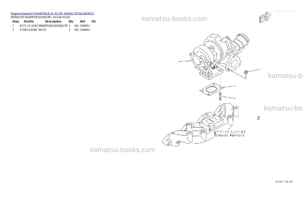 Komatsu saa4d95le-5l-w s/n 500001-up Parts catalog cover Page 9 Komatsu saa4d95le-5l-w s/n 500001-up Parts catalog cover Page 9