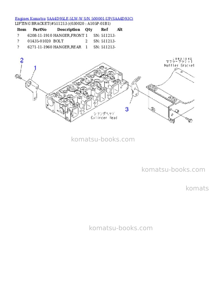 Komatsu saa4d95le-5lw-w s/n 500001-up Parts catalog cover Komatsu saa4d95le-5lw-w s/n 500001-up Parts catalog cover