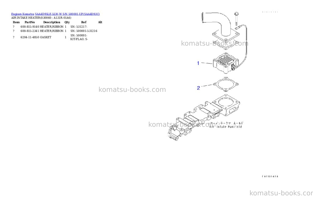 Komatsu saa4d95le-5lw-w s/n 500001-up Parts catalog cover Page 5 Komatsu saa4d95le-5lw-w s/n 500001-up Parts catalog cover Page 5