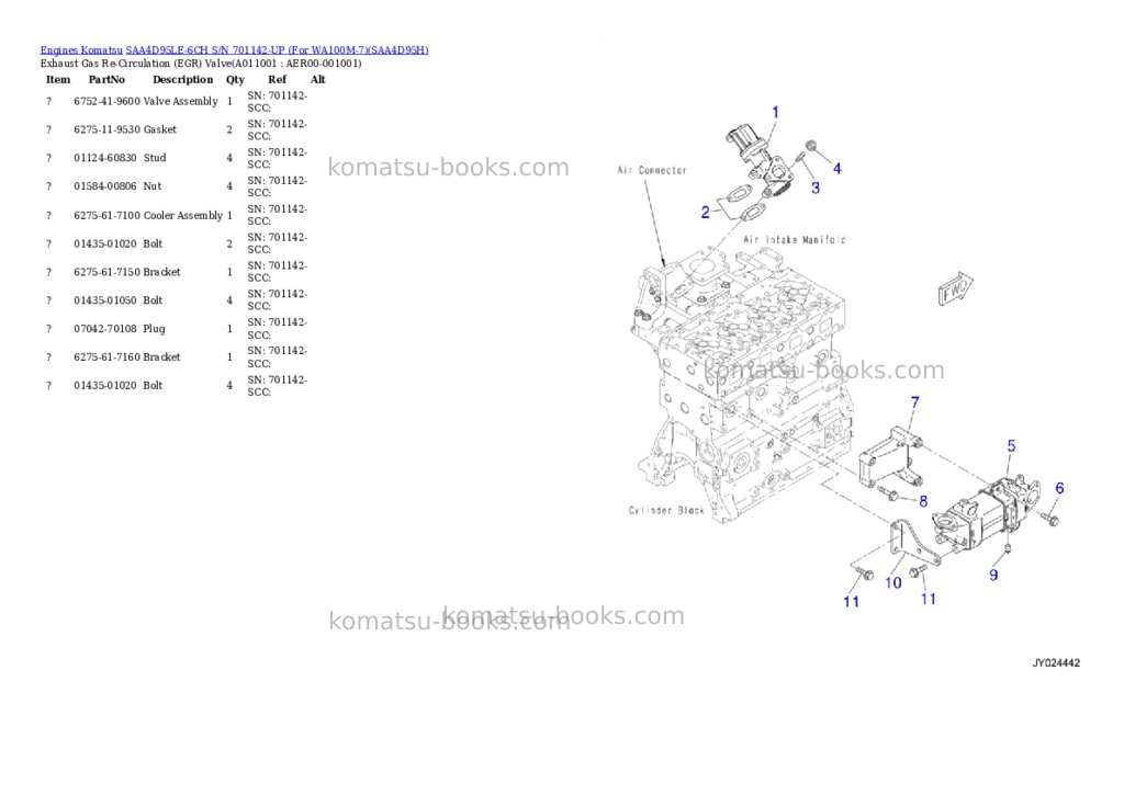 Komatsu saa4d95le-6ch s/n 701142-up for wa100m-7 Parts catalog cover Page 10