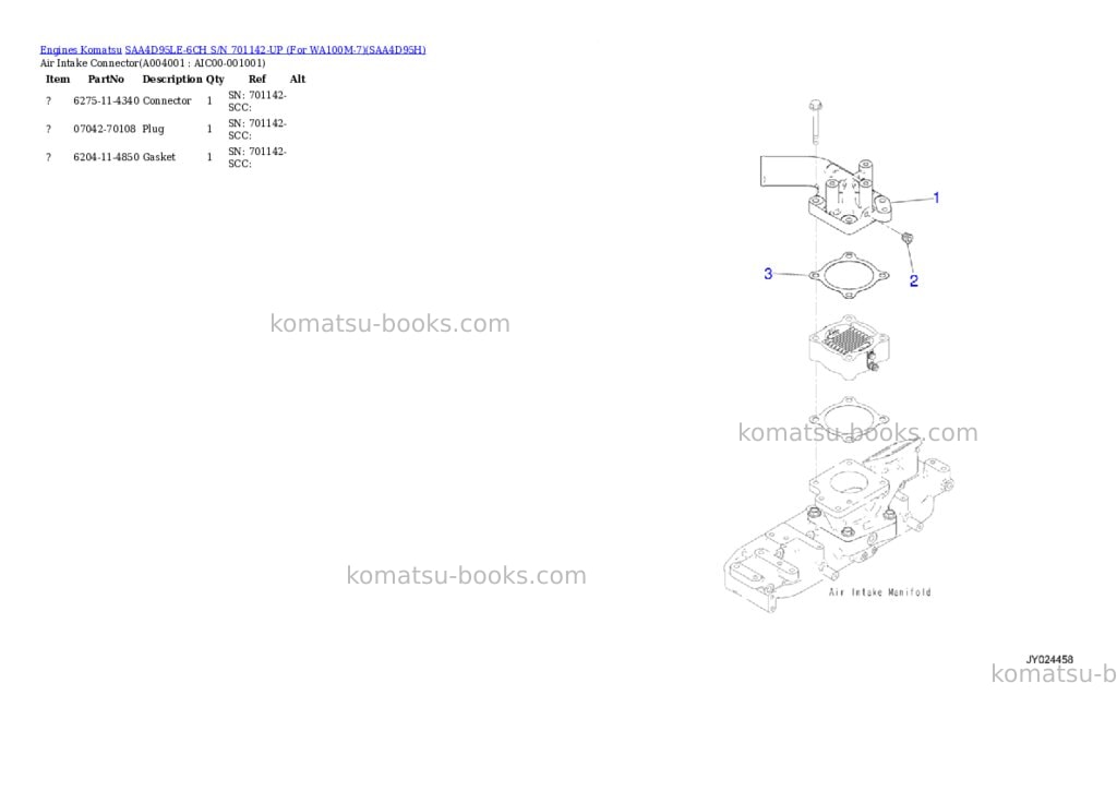 Komatsu saa4d95le-6ch s/n 701142-up for wa100m-7 Parts catalog cover Page 3
