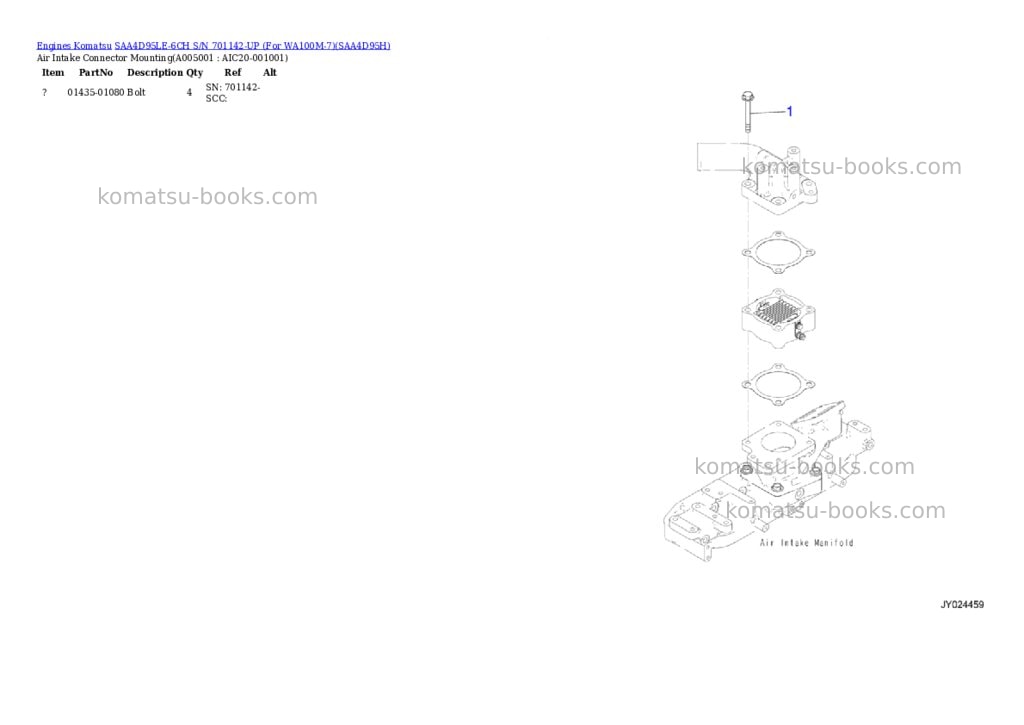 Komatsu saa4d95le-6ch s/n 701142-up for wa100m-7 Parts catalog cover Page 4