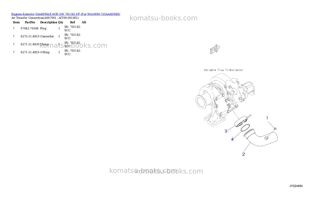 Komatsu saa4d95le-6ch s/n 701142-up for wa100m-7 Parts catalog cover Page 6