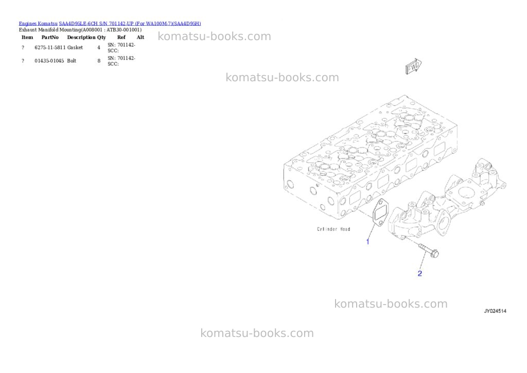 Komatsu saa4d95le-6ch s/n 701142-up for wa100m-7 Parts catalog cover Page 7