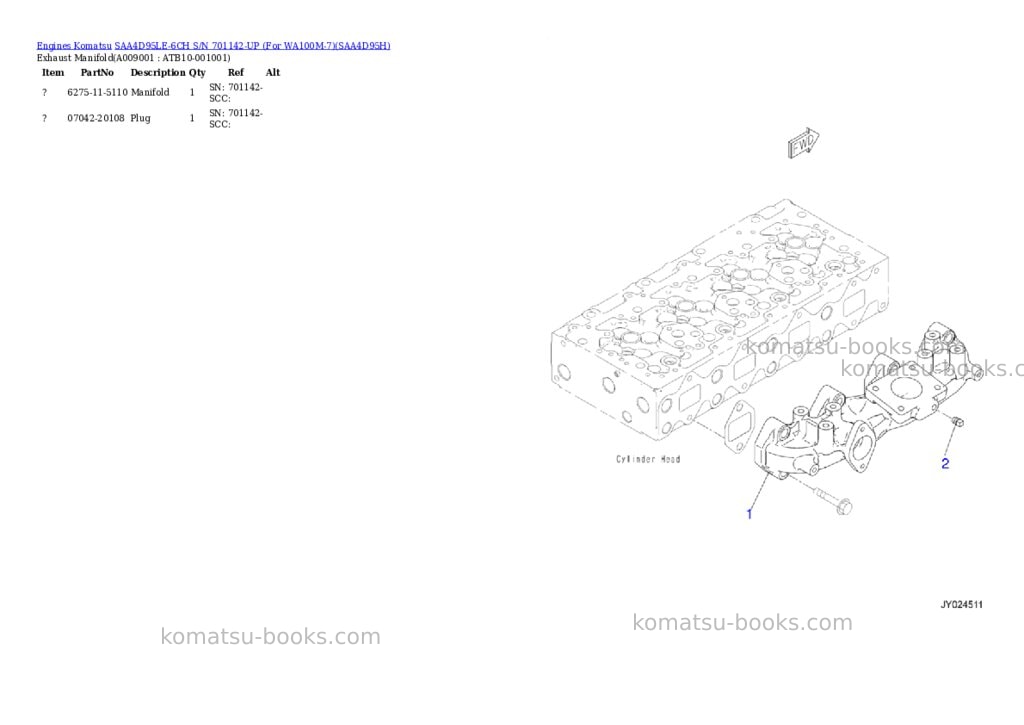 Komatsu saa4d95le-6ch s/n 701142-up for wa100m-7 Parts catalog cover Page 8