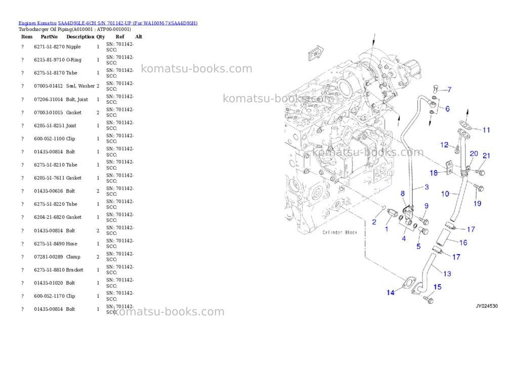Komatsu saa4d95le-6ch s/n 701142-up for wa100m-7 Parts catalog cover Page 9