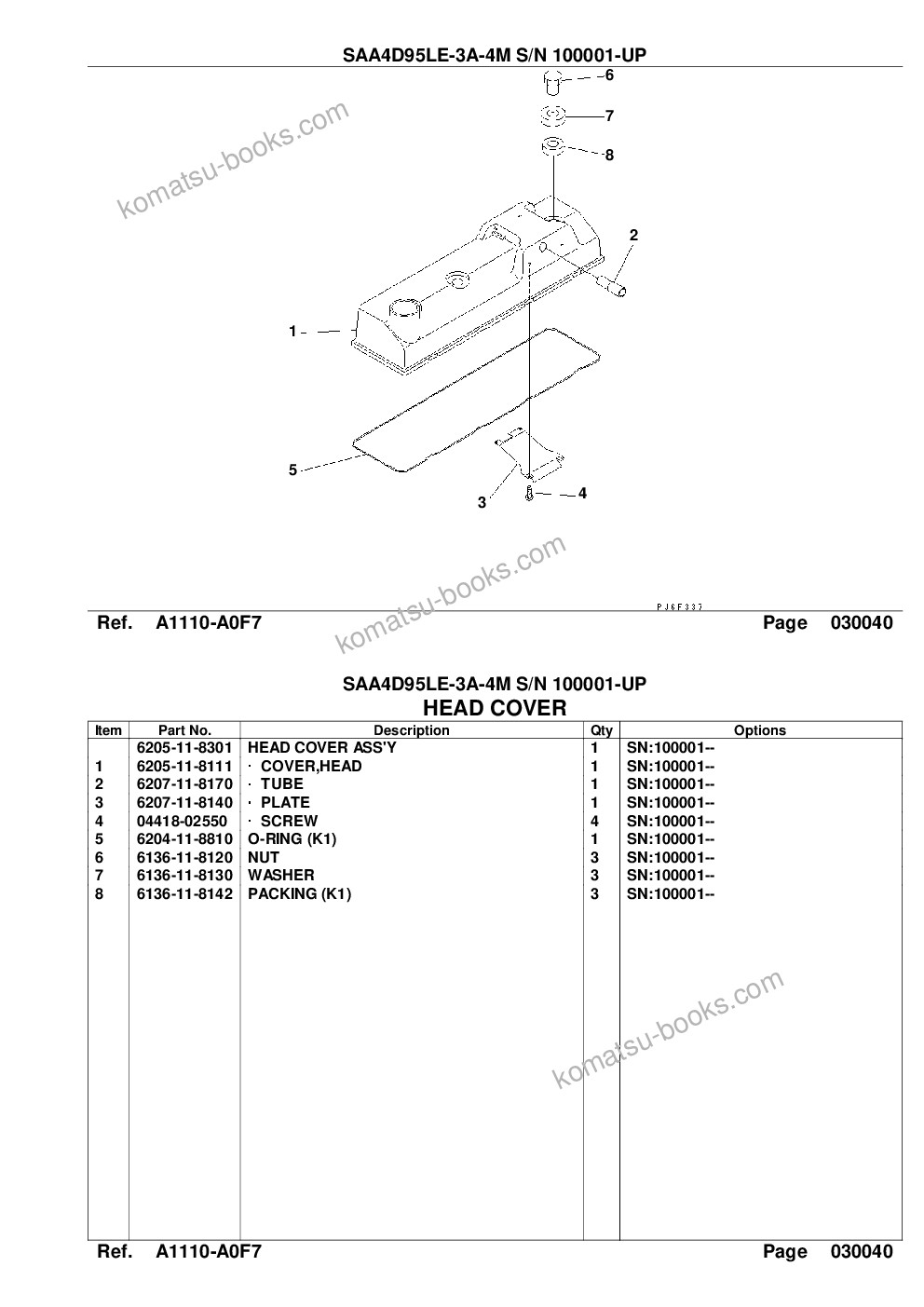 Komatsu saa4d95le-3a-4m s/n 100001-up Parts catalog cover Page 7 Komatsu saa4d95le-3a-4m s/n 100001-up Parts catalog cover Page 7