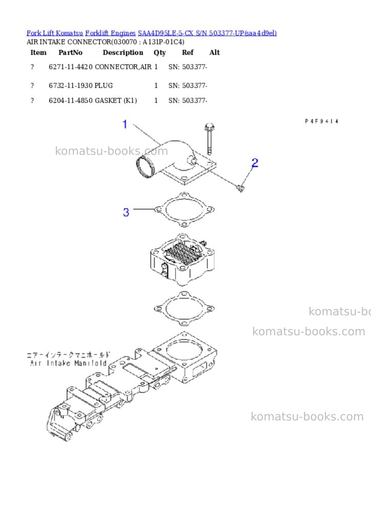 Komatsu saa4d95le-5-cx s/n 503377-up Parts catalog cover Page 6 Komatsu saa4d95le-5-cx s/n 503377-up Parts catalog cover Page 6