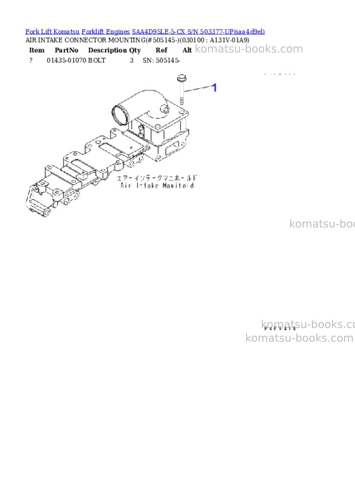 Komatsu saa4d95le-5-cx s/n 503377-up Parts catalog cover Page 9 Komatsu saa4d95le-5-cx s/n 503377-up Parts catalog cover Page 9