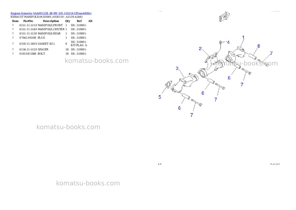 Komatsu saa6d125e-3b-8w s/n 310314-up Parts catalog cover Page 10 Komatsu saa6d125e-3b-8w s/n 310314-up Parts catalog cover Page 10