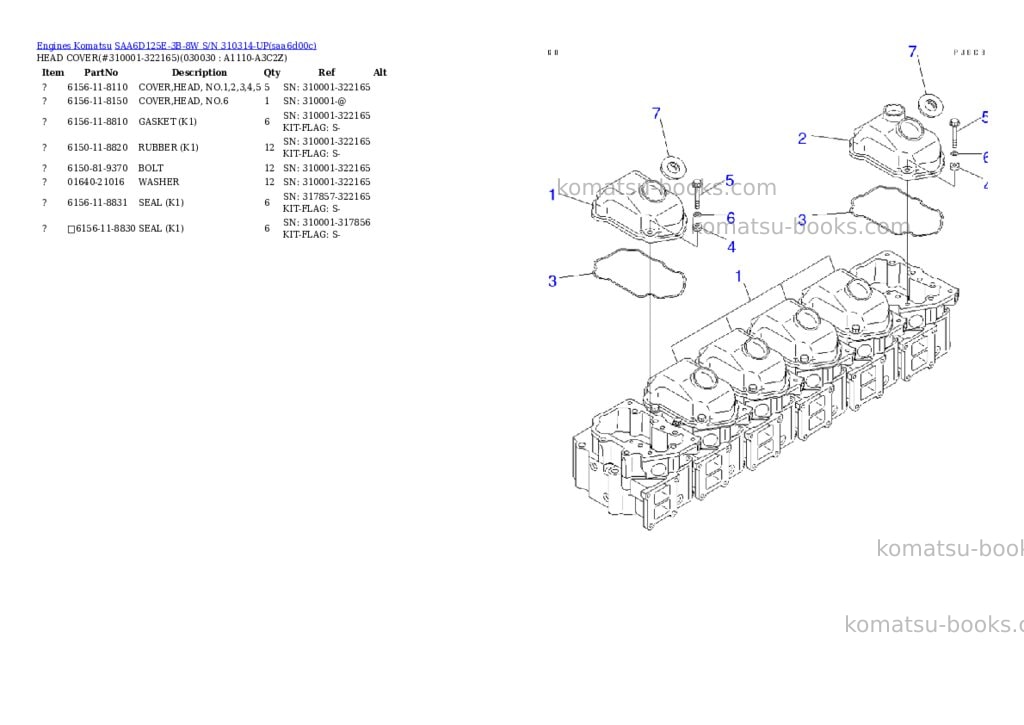 Komatsu saa6d125e-3b-8w s/n 310314-up Parts catalog cover Page 2 Komatsu saa6d125e-3b-8w s/n 310314-up Parts catalog cover Page 2
