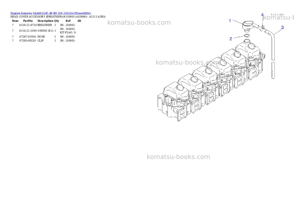 Komatsu saa6d125e-3b-8w s/n 310314-up Parts catalog cover Page 3 Komatsu saa6d125e-3b-8w s/n 310314-up Parts catalog cover Page 3