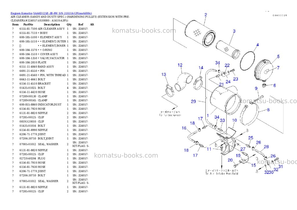 Komatsu saa6d125e-3b-8w s/n 310314-up Parts catalog cover Page 7 Komatsu saa6d125e-3b-8w s/n 310314-up Parts catalog cover Page 7