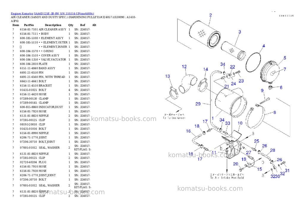 Komatsu saa6d125e-3b-8w s/n 310314-up Parts catalog cover Page 8 Komatsu saa6d125e-3b-8w s/n 310314-up Parts catalog cover Page 8