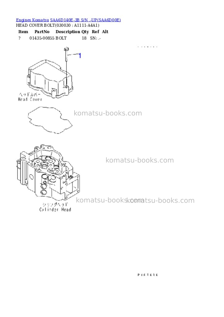 Komatsu saa6d140e-3b s/n .-up Parts catalog cover Page 2