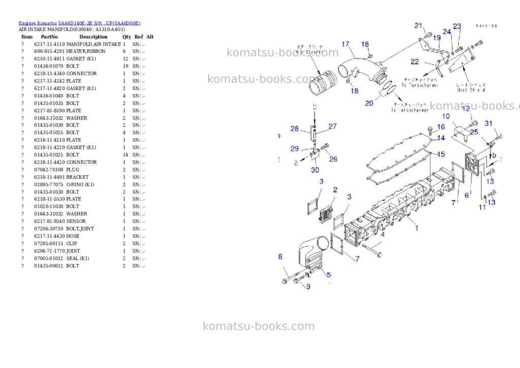 Komatsu saa6d140e-3b s/n .-up Parts catalog cover Page 3