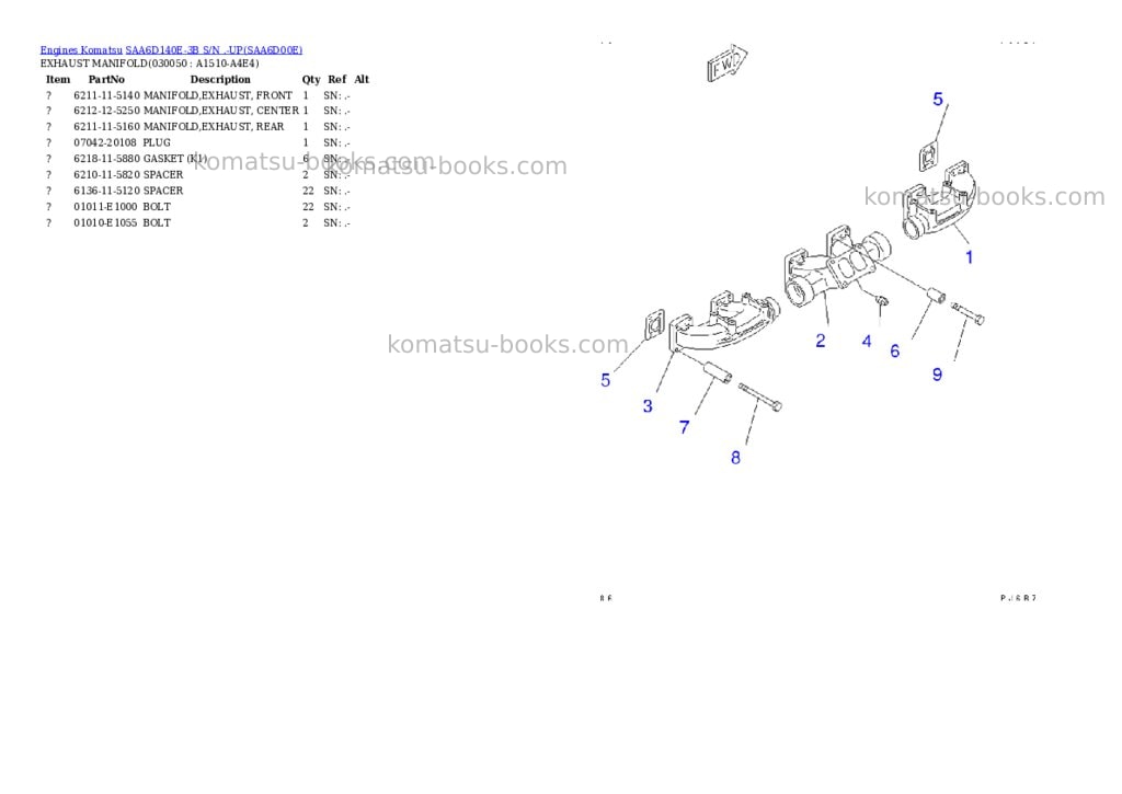 Komatsu saa6d140e-3b s/n .-up Parts catalog cover Page 4