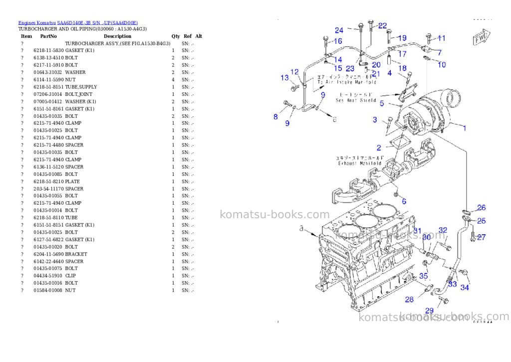 Komatsu saa6d140e-3b s/n .-up Parts catalog cover Page 5
