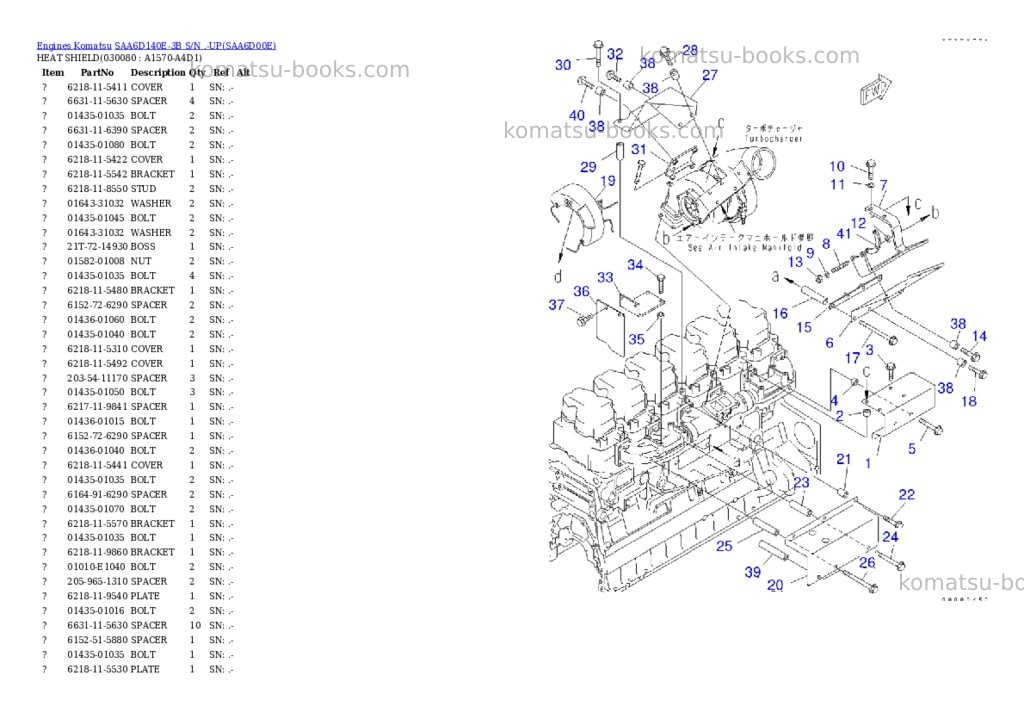 Komatsu saa6d140e-3b s/n .-up Parts catalog cover Page 7