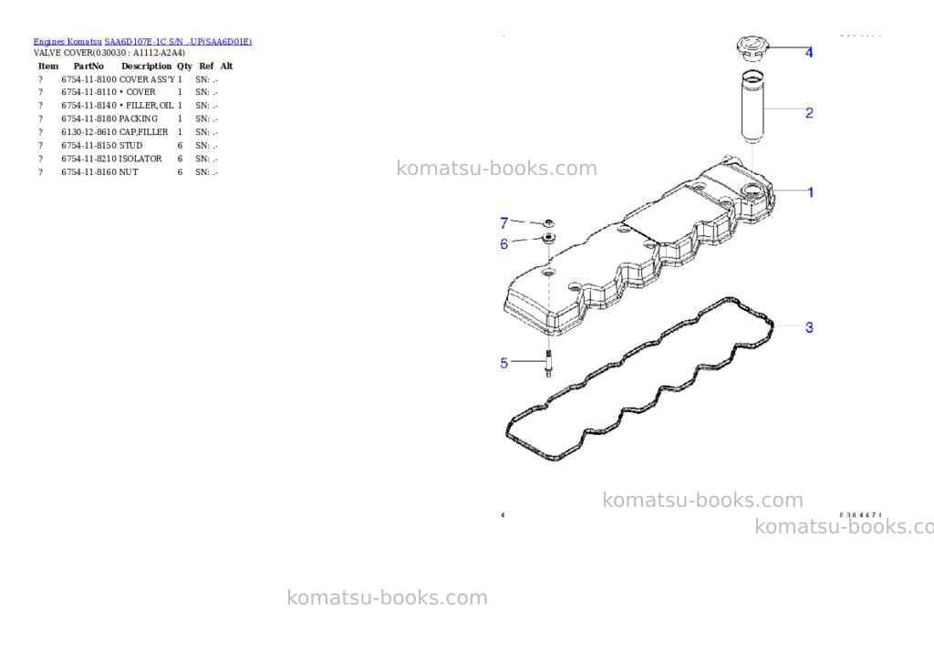 Komatsu saa6d107e-1c s/n .-up Parts catalog cover Page 2 Komatsu saa6d107e-1c s/n .-up Parts catalog cover Page 2