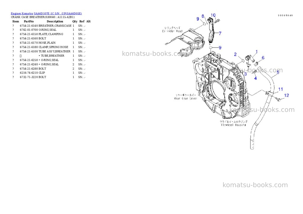 Komatsu saa6d107e-1c s/n .-up Parts catalog cover Page 3 Komatsu saa6d107e-1c s/n .-up Parts catalog cover Page 3
