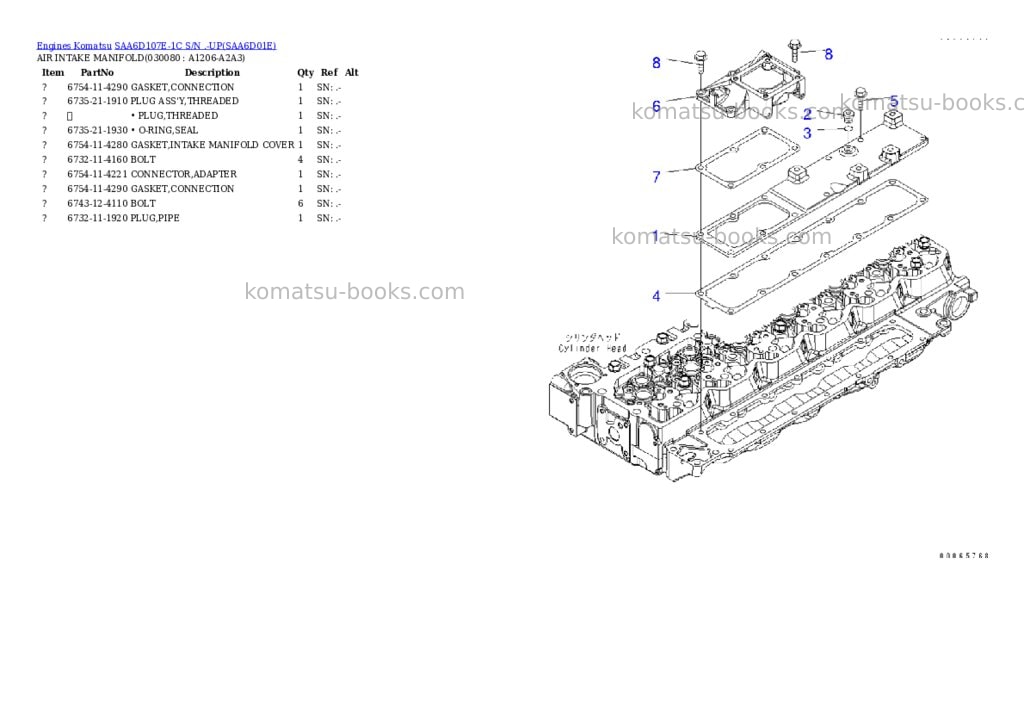 Komatsu saa6d107e-1c s/n .-up Parts catalog cover Page 7 Komatsu saa6d107e-1c s/n .-up Parts catalog cover Page 7