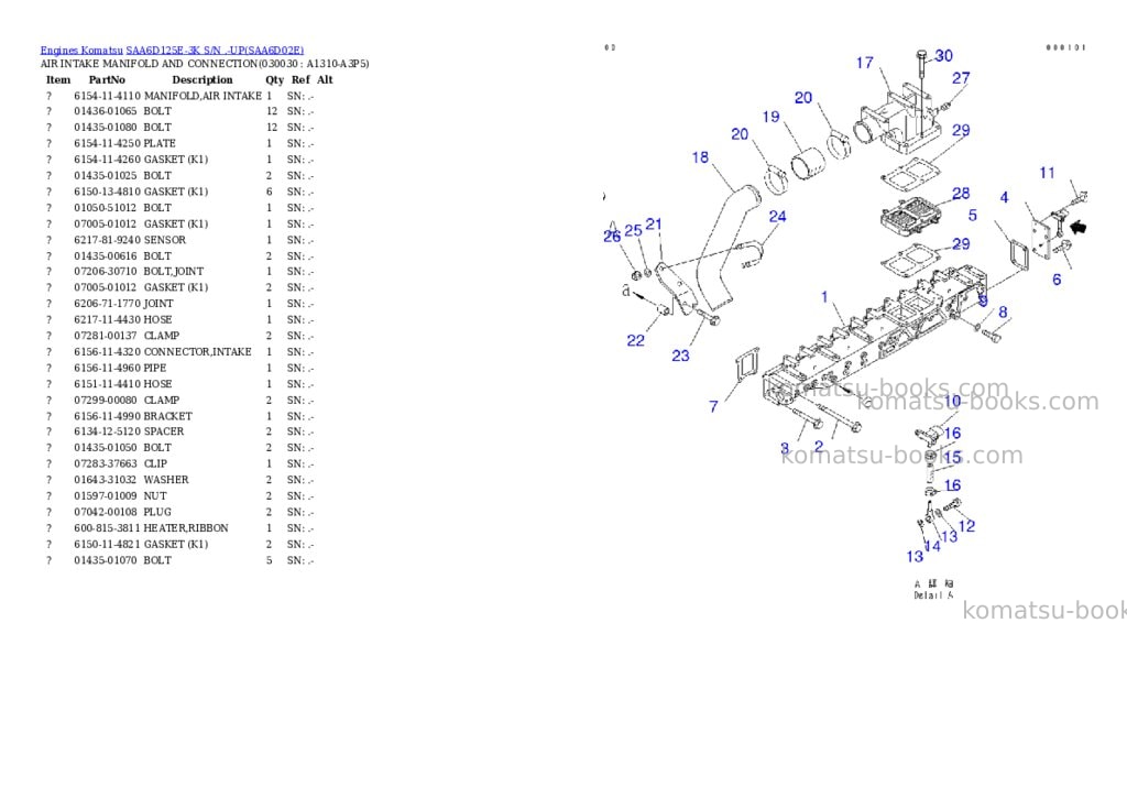 Komatsu saa6d125e-3k s/n .-up Parts catalog cover Page 2 Komatsu saa6d125e-3k s/n .-up Parts catalog cover Page 2