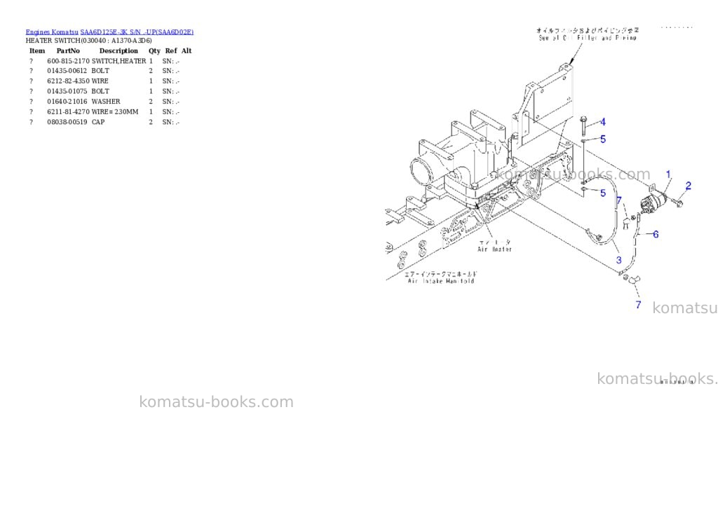 Komatsu saa6d125e-3k s/n .-up Parts catalog cover Page 3 Komatsu saa6d125e-3k s/n .-up Parts catalog cover Page 3