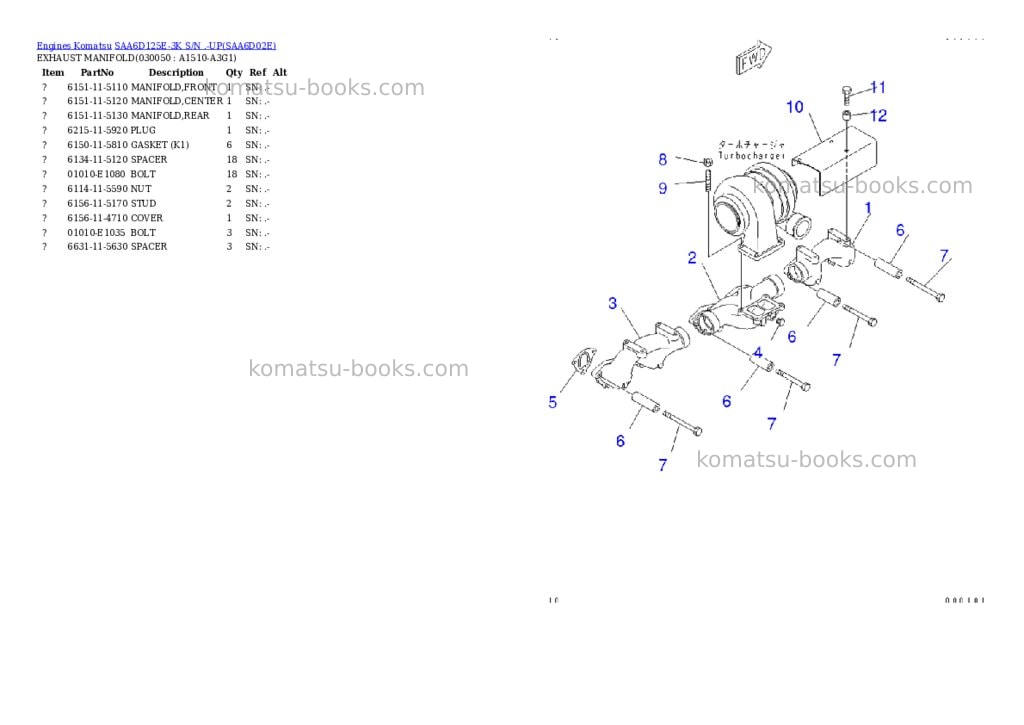 Komatsu saa6d125e-3k s/n .-up Parts catalog cover Page 4 Komatsu saa6d125e-3k s/n .-up Parts catalog cover Page 4